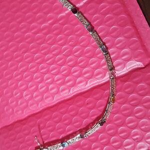 Elegant 925 Silver Bracelet with Multicolor Stones